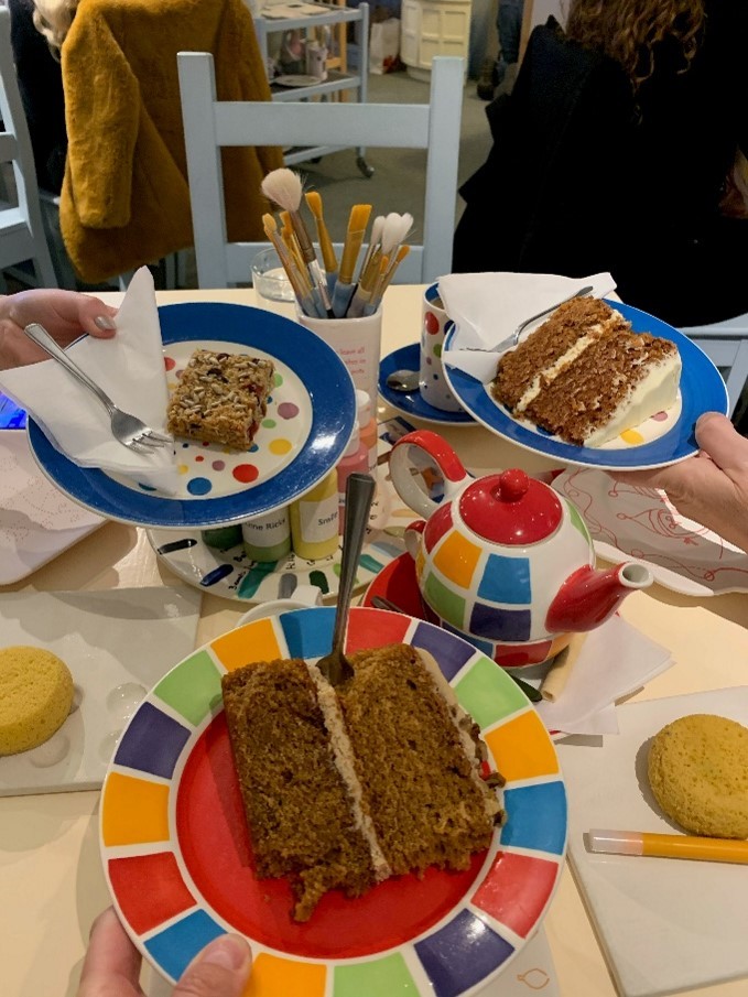 Cake at pottery studio