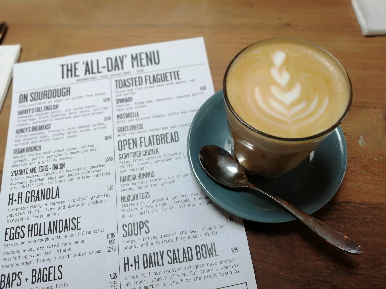 Honey and Harvey Woodbridge Menu