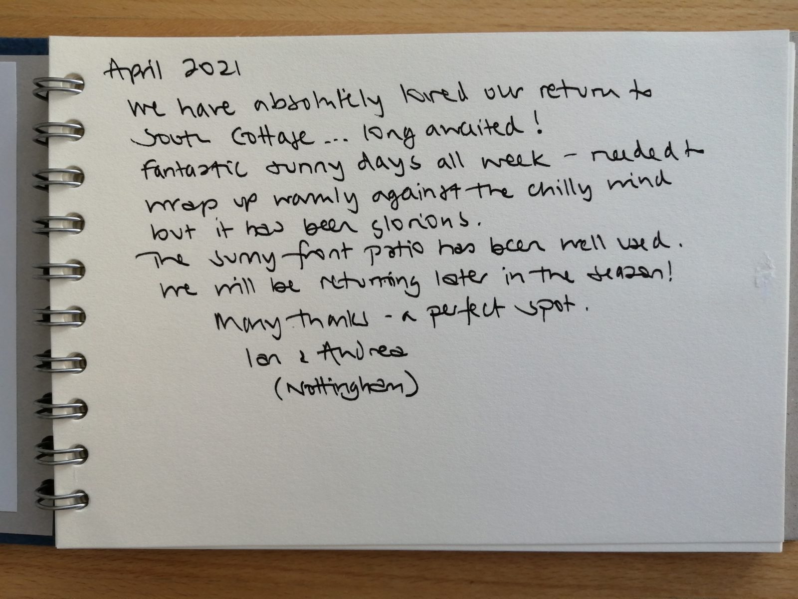 Visitors Book 1 South Cottages