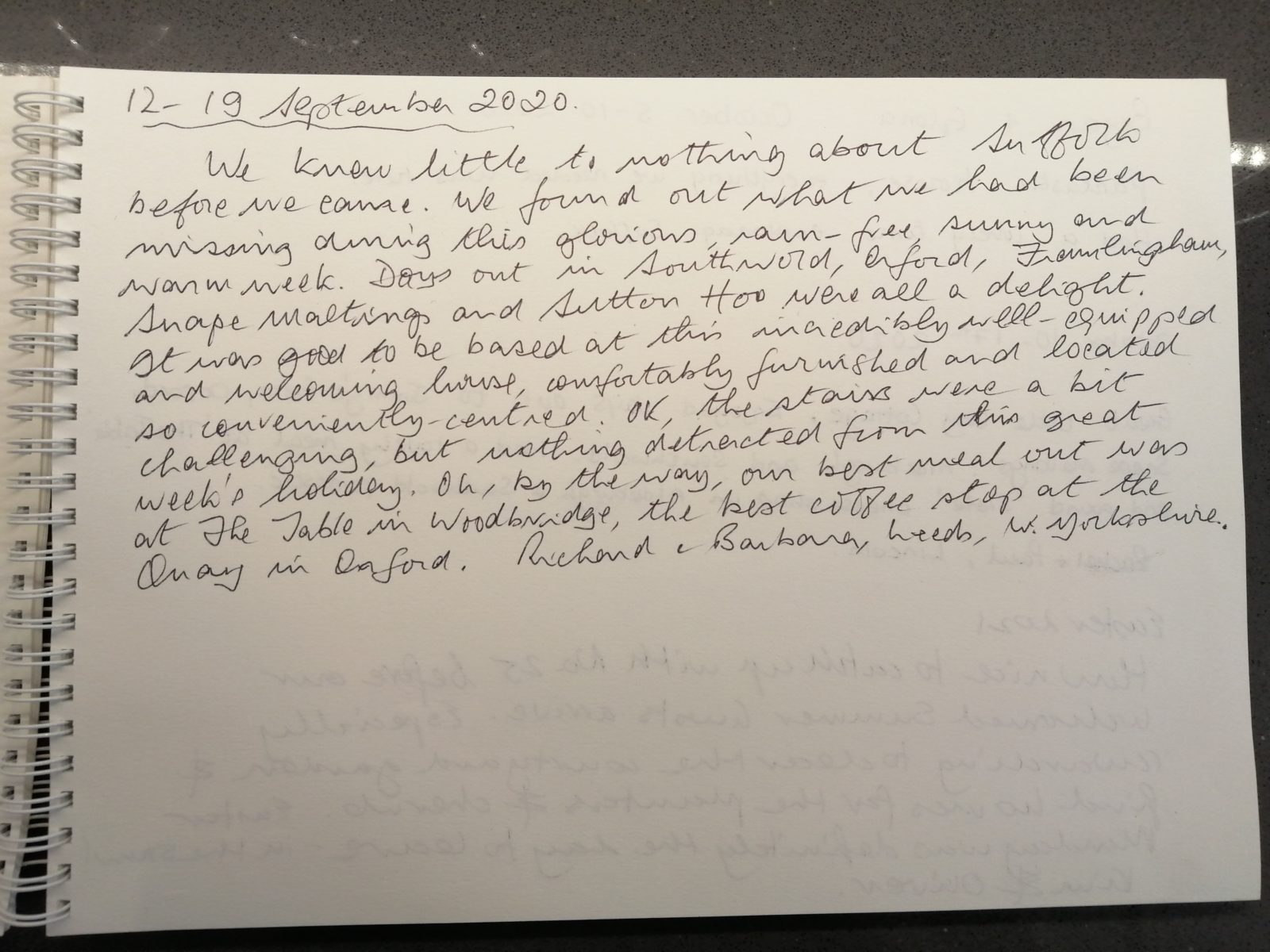 Visitors Book 25 Seckford Street