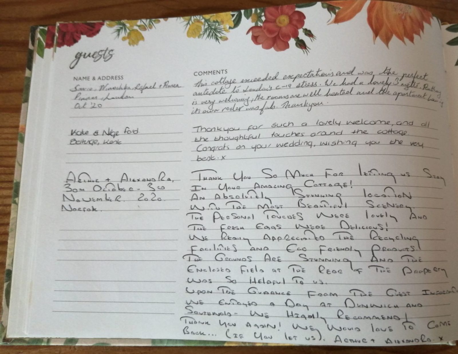Wassicks Visitor Book