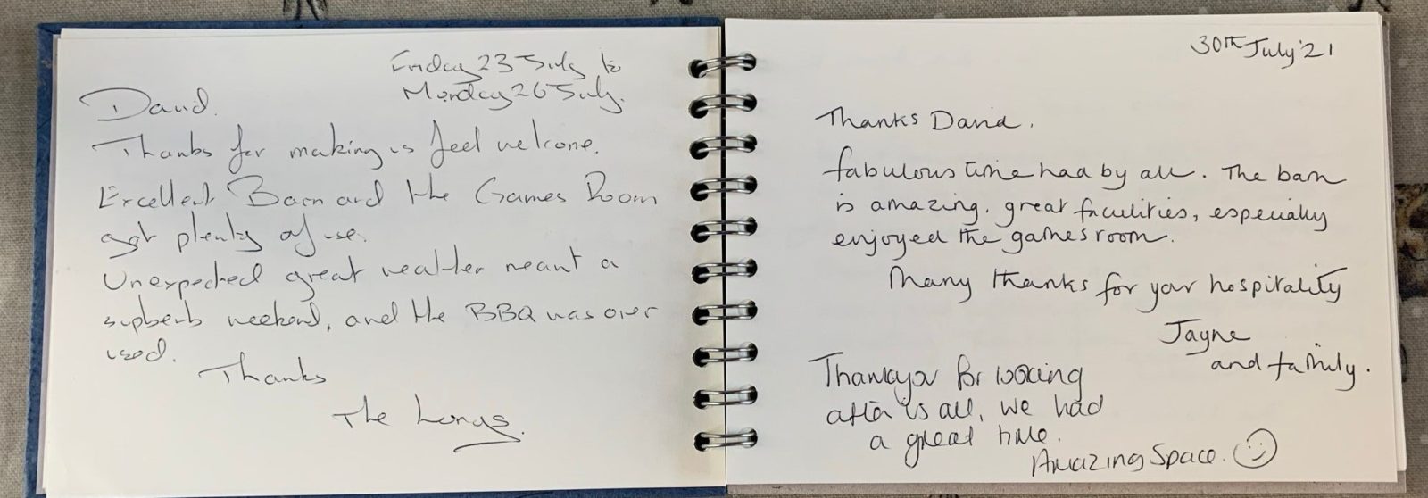 Yew Tree Barn Visitor Book