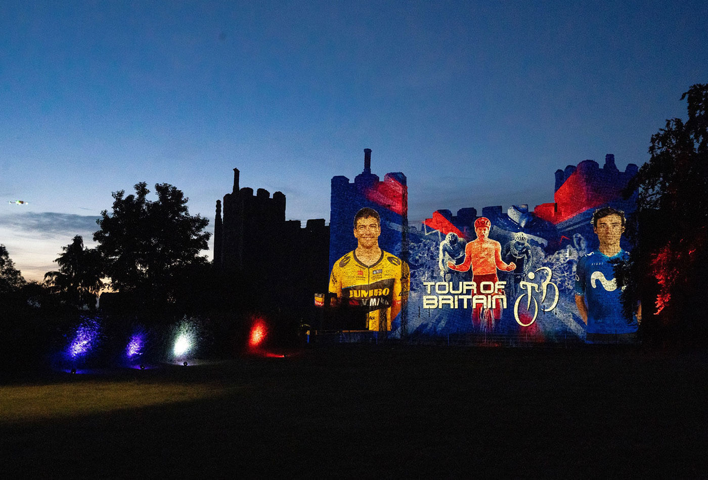 Tour of Britain projection on Framlingham Castle